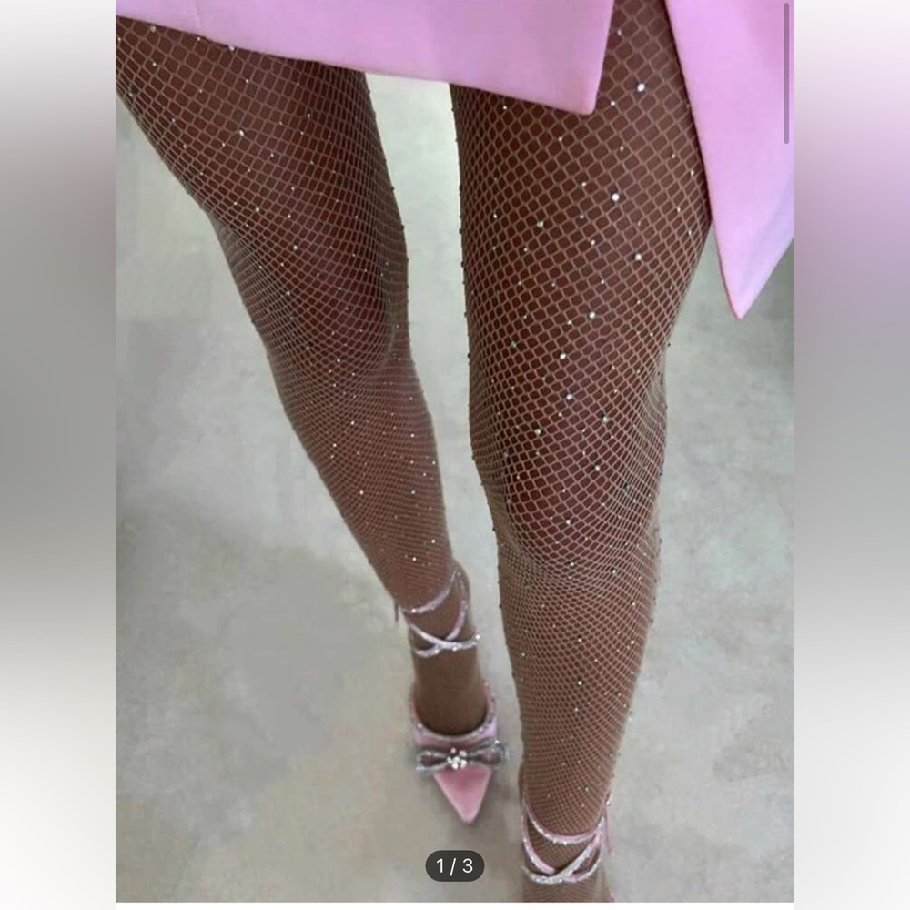 Glitter rhinestone fishnet tights
